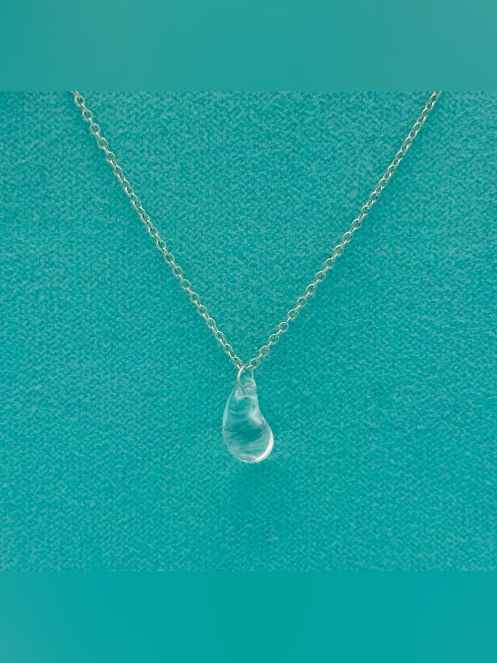 Tiffany & Co. SS Retired Peretti Rock Crystal Teardrop Pendant Necklace 16” EUC